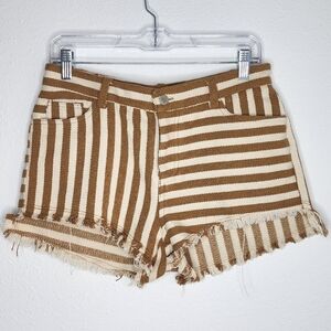 Asilio Cheek To Cheek Shorts Stripes Fringe Linen Blend Small 4